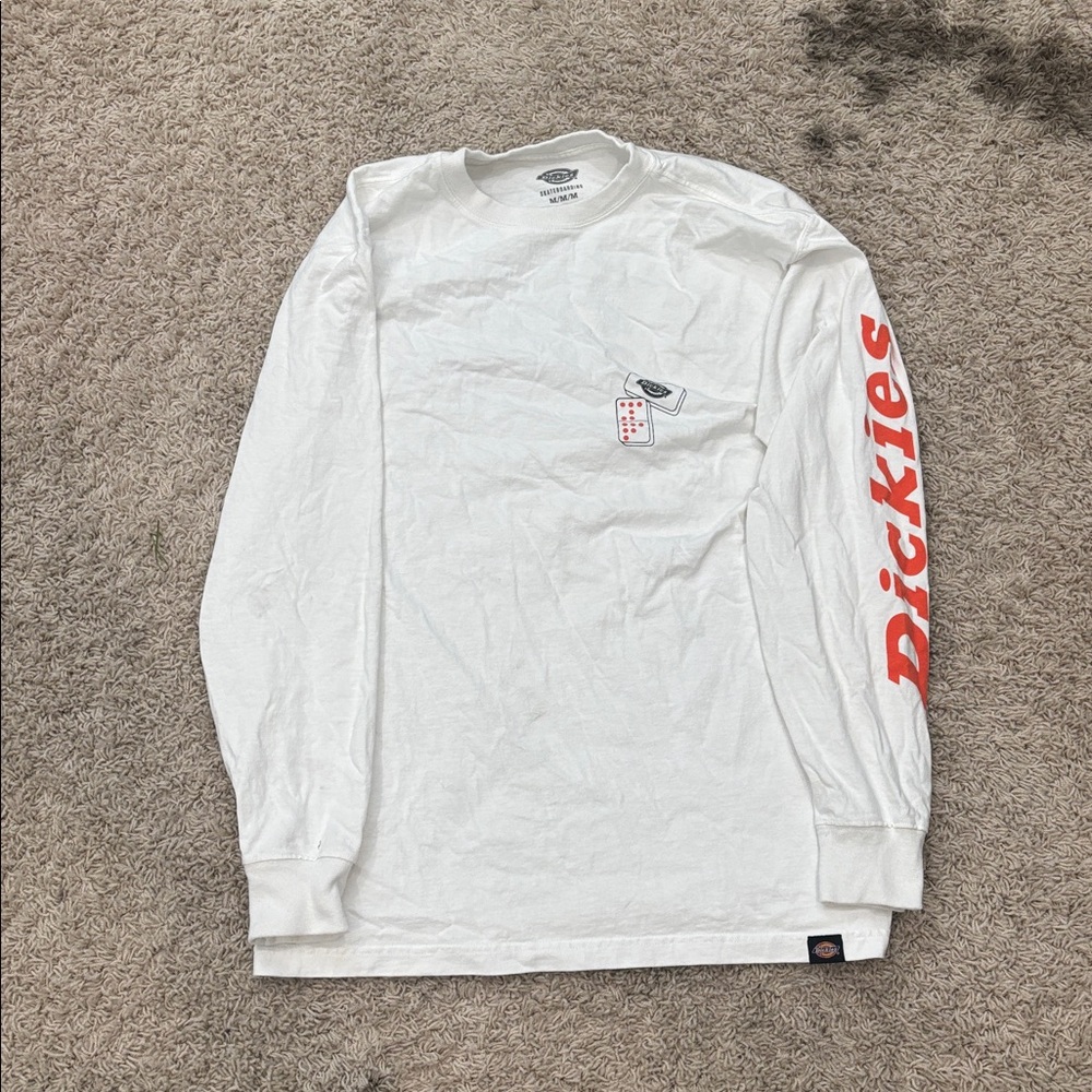Dickies White Long Sleeve with Red Sleeve Logo